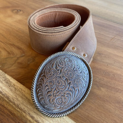 C I N T U R Ó N FLOR GUNMETAL · CAFÉ