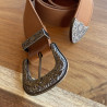 CINTURÓN MATILDE GUNMETAL · CORREA CAFÉ