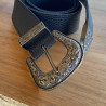 CINTURÓN MATILDE GUNMETAL · CORREA COLOR NEGRO