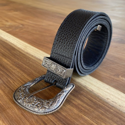 CINTURÓN MATILDE GUNMETAL · CORREA COLOR NEGRO